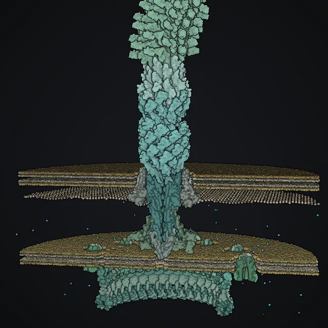 Bacterial flagellar motor, rendered from PDB coordinates